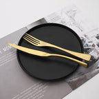 Luxury 18/10 Stainless Steel Matte Champagne gold Flatware Set - Silverware Cutlery Utensil Set Steak Knife Spoon and Fork Knife Serving Set,Service for 1 (6-Piece)