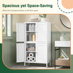 Letaya Storage Cabinet with Doors and Shelves,Small Freestanding Bathroom Floor Metal Cabinets -White
