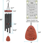 Memgift Memorial Wind Chime for Loss of Sister - Sympathy Gift for Bereavement - Outdoor Wind Chimes for Loved One - 32 Inch Solid Beech Wood Remembrance Chime for Garden & Patio