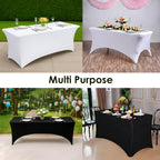 Craft And Party 2 Pack 8ft Black Spandex Tablecloth – Fitted Stretch Cover – Universal Fit for Folding Tables – Wrinkle-Free, Washable – Ideal for Parties, Weddings, Events