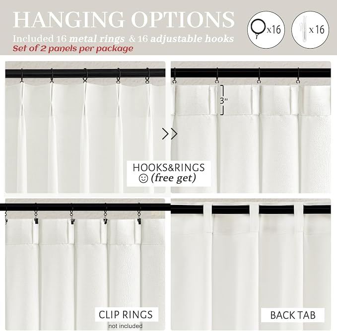 Cute Pinch Pleat Pure White Sheer Curtains 63 Inch Length 2 Panels Set - Image 4