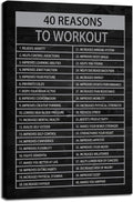 Inspirational Wall Art Inspirational Office Decor Wall Positive Quotes Success Poster 40 Reasons to Workout Canvas Artwork Picture Print Framed for Home Living Room School Wall Decor[24" W x 36" H]