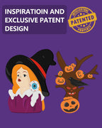 Halloween Decorations Indoor 7.8'' Resin Monsters - Witch Pumpkins Black Crow Spooky Tree R.I.P Graveyard Tombstones with Decorative Happy Halloween Sign Figurines (Witch)