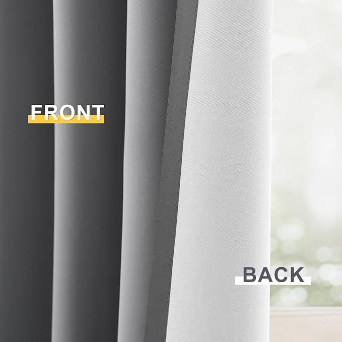 Yakamok Grey 100% Blackout Curtain Panels 84 inches, 2 Panels | Blackout - Image 5
