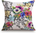TSSOHU Throw Pillow Cover Vivid Colorful Garden Print Blossoming Wildflowers Birds Leaves Branches Decorative Throw Pillow Case Square 18" x 18" Home Couch Bed Pillowcase