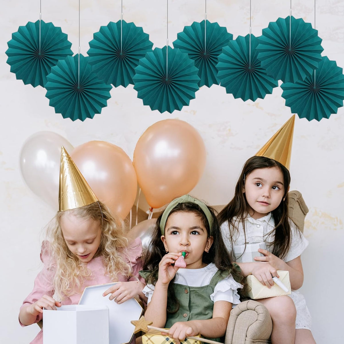 Green Birthday Decorations,DIY Green Paper Fans Hanging Decoration ,Party Supplies Party Fans 12in, Cactus Party Decorations,Wedding Graduation Events Accessories 30 Color DIY Set (Blackish Green)