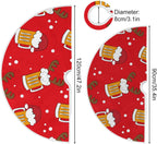 Christmas Funny Beer Tree Skirt, Seasonal Tree Mat Holiday Party Supplies Ornaments Indoor Outdoor Decorations for Tabletop Trees 47.2 Inches