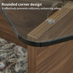 31.5" Glass Coffee Table, MDF Mid-Century Modern Square Coffee Table with Tempered Glass Top, Square Center Tables for Small Space Living Room Office Apartment, Walnut