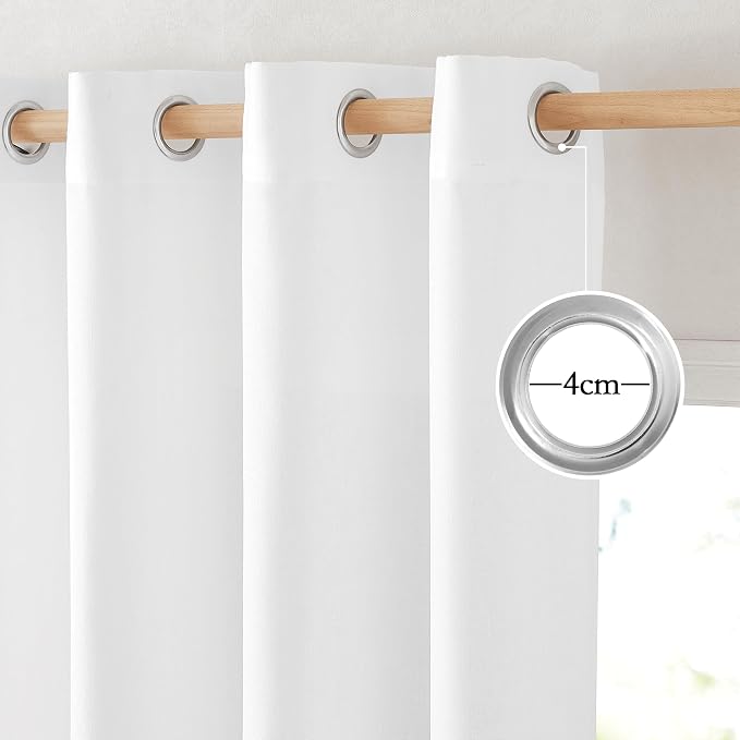 NICETOWN Thick Linen White Curtains 90 inch Length, Grommet Flax Linen Blend - Image 2