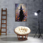 JFHCQJPK Country wildflower witch canvas print halloween mashup art witch purple decoration bohemian elegant art poster8x12in Frameless