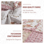 NEWLAKE Quilt Set King Size, Bedspread Sets Pink Botanical Floral, Reversible Quilt Bedding Set Lightweight and Breathable for All Seasons, Soft Quilted Bedspread with 2 Pillow Shams