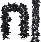 Lvydec 2 Pack Black Halloween Fall Maple Garland - 5.9ft/Piece Artificial Hanging Fall Leave Vines Garland Autumn Decor for Thanksgiving Home Wedding Party