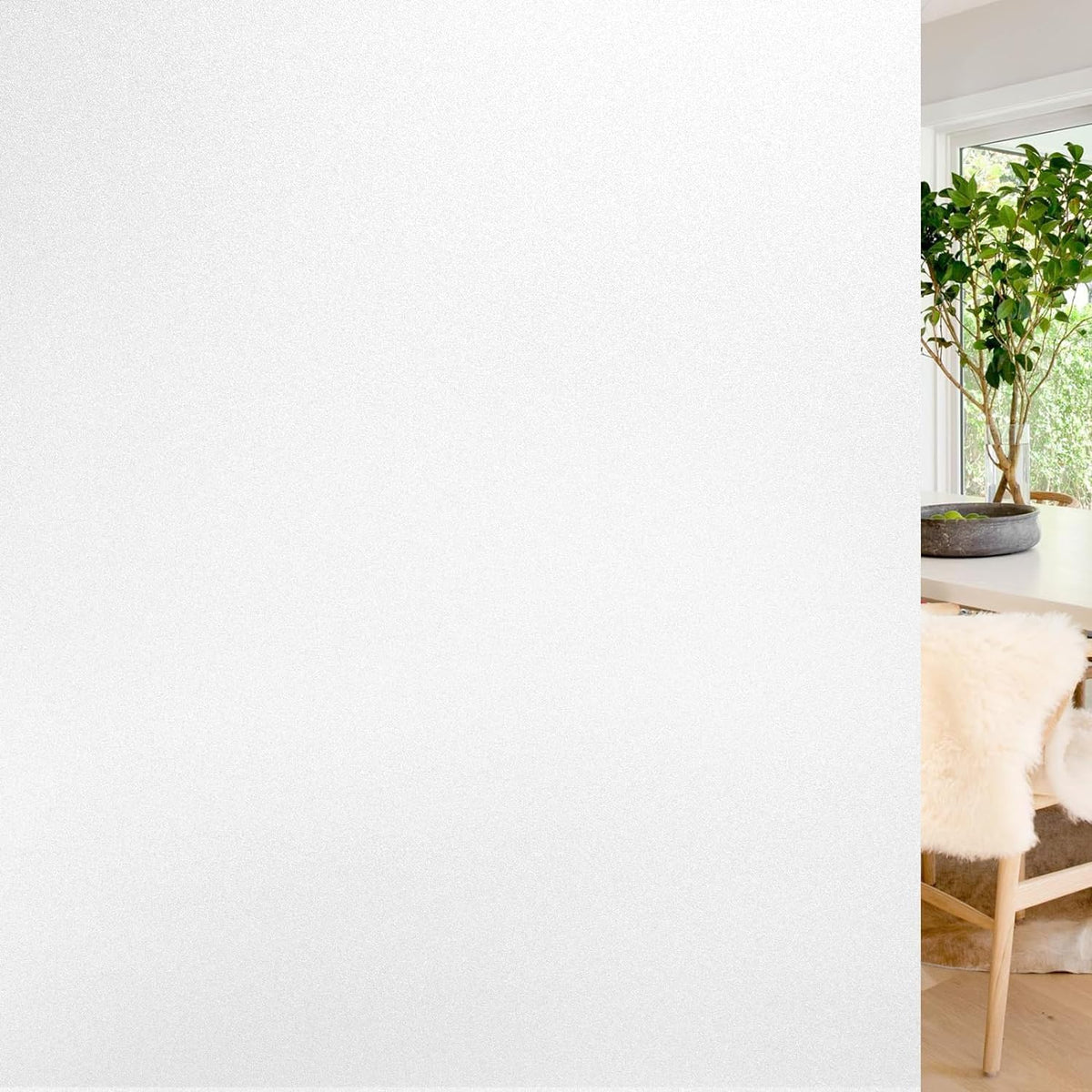 rabbitgoo Window Privacy Film, Non-Adhesive Frosted Glass Window Film for Bathroom, Static Cling Heat Blocking Stickers for Home Indoor Opaque Frosting Coverings House Tint, Matte White 11.8"x 78.7"