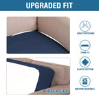 H.VERSAILTEX Super Stretch Individual Seat Cushion Covers Sofa Covers Couch Cushion Covers Slipcover Sets Thick Jacquard Textured Twill Fabric (1 Piece Loveseat Cushion Cover, Navy)