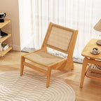 Rattan Accent Chair for Living Room, Mid Century Side Chair, Comfy Bamboo Chairs for Bedroom Reading Room, Wood