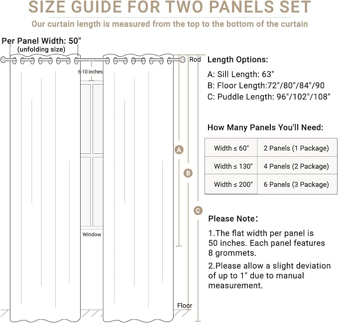 100% Blackout Linen Textured Curtains 72 Inch Long, Oatmeal | 100% Blackout - Image 8
