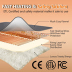 Heated Blanket Throw 50x60, Extra Plush 220GSM Flannel & Sherpa with Child Lock | 6-Level Smart Adaptive Heat & 8Hr Timer | ETL Certified Electric Blanket for Full Body Comfort