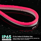 GZBtech Flexible LED Neon Rope Lights 16.4FT,AC 110-120V Waterproof Strip Light, 120LEDs/M Cuttable Connectable Neon Lighting for Indoor Outdoor Home Decor/Commercial Building Use-Red 5M