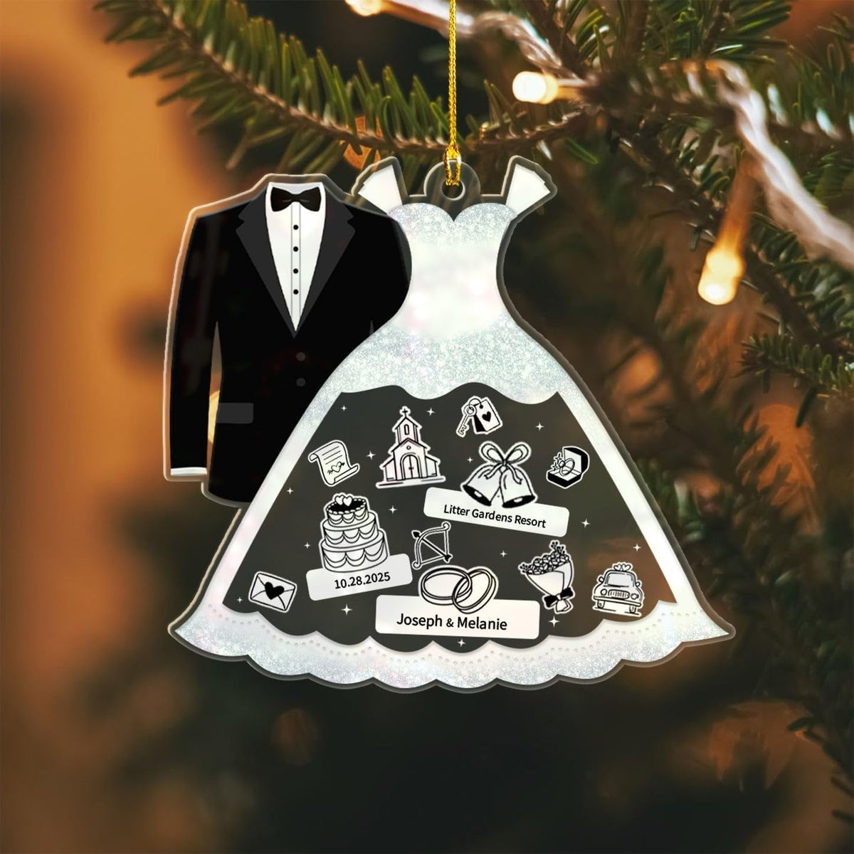 Our First Christmas As Mr & Mrs Ornament 2025, Personalized Marriage Wedding Ornament Gift for Bride Groom Newlyweds, Custom Text Names Husband Wife Married Together Ornaments for Wedding Anniversary