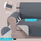 U-NICE HOME Reversible Recliner Chair Covers, Dark Blue/Light Grey | - Image 3