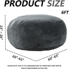 6FT,Oversized Bean Bag Chairs for Adults,Giant beanbag with Filler Included，Fluffy Memory Foam,Soft and Comfy Corduroy Fabric,Gaming Chairs Suitable for Living Room and Bedroom (Dark Gray, 6 Foot)