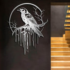Crow Metal Wall Decor, Raven Wall Art, Large Gothic Raven Decor Hangings, Bird Wall Decor, Metal Tree Branch Decor, Ravens Sign, Raven Art for Living Room (Black, 24"x19" | 60x48cm, metal wall art)