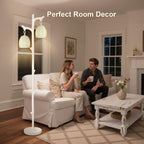 Scenekoy Rustic 68” Tall Floor Lamp with Rattan Shade, Retro Standing Lamp Tree Trunk Washed White Finish & Resin Body, Dimmable Corner Lamp with Bulb Prefer for Living Room Bedroom Home Decor