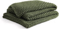YnM Chunky Cotton Knit Throw Blanket, Cable Knit Throws for Bed Couch Sofa, Comfy & Relaxing, Decorative Piece for Farmhouse Modern Boho Rustic Scandinavian Chic Vibe, Pine Green 50x60 Inches
