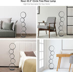 NUÜR 43.3" Modern Floor Lamp, LED Floor Lamp for Living Room, Dimmable, Circle Standing Lamp, Energy-Saving, Unique Lamp for Bedroom, Office, Home