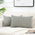 Fancy Homi 2 Packs Grey Long Lumbar Decorative Throw Pillow Covers 12x24 Inch for Couch Bed Sofa, Rustic Farmhouse Boho Home Decor, Soft Striped Corduroy Rectangle Accent Cushion Case 30x60 cm