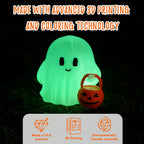 Halloween Ghost Figurine, Funny Glow in The Dark Spooky Resin Ghost with Pumpkin Basket Statue, Cute Decor for Halloween Decorations Indoor, Porch Indoor Home Decor Gifts