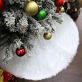 30 Inch Faux Fur Christmas Tree Skirt Soft Snow White Plush Tree Mat Christmas Decorations Fluffy Tree Skirts Xmas Holiday Party Indoor Decorations