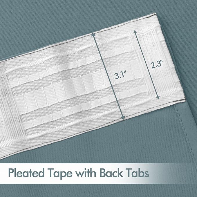 MIULEE Greyish Blue Back Tab Blackout Curtains 52x120 Inch Long 2 Panel Set | - Image 4