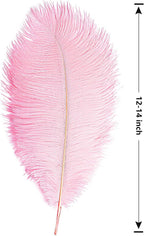 THARAHT 12PCS Ostrich Feathers Natural Bulk 12-14Inch(30-35cm) for Wedding Party Centerpieces Easter Gatsby Flower Arrangement and Home Decorate Ostrich Feathers,Pink