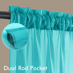 MIULEE Turquoise Sheer Curtains 108 Inches Long 4 Panels 42 x 108 Inches | - Image 3