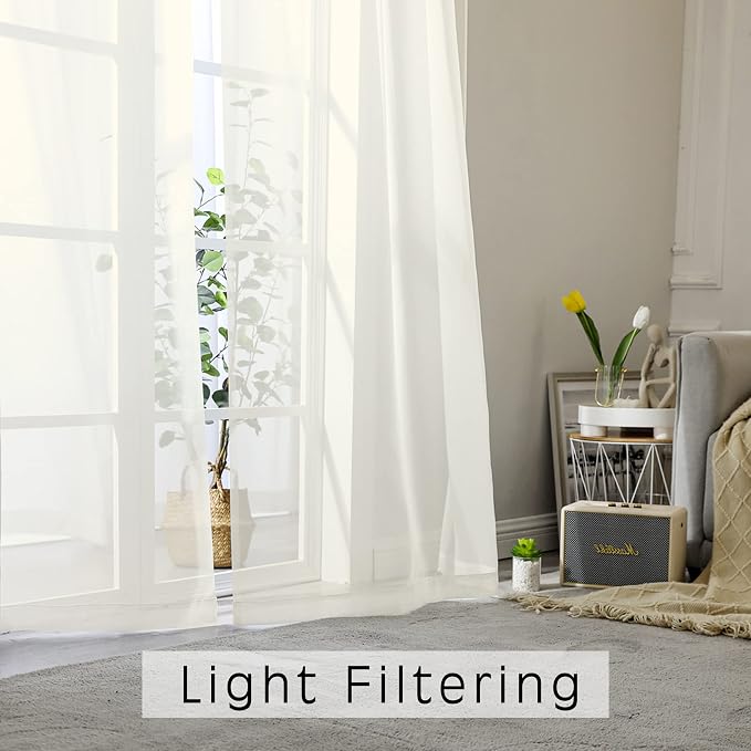 Short Sheer Curtains 24 Inches Long 2 Panels - Image 2