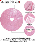 Partisout 36 Inch Sequin Tree Skirt - Fuchsia Pink Glitter Christmas Tree Skirt, Cotton Base, Colorful and Festive for Christmas and Halloween Decorations