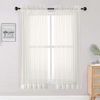 Ivory Sheer Curtains 72 Inches Long 2 Panels Set, Transparent Voile Sheer by OWENIE