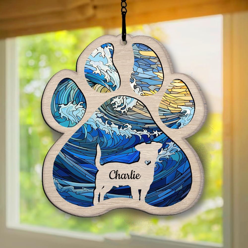 IZI POD Personalized Brittany Suncatcher Dog Memorial Gifts, Custom Brittany Ornament Christmas Tree, Pet Remembrance Gift, Loss of Dog Sympathy Gift, Pets Memorial Ornament, Pet Loss Suncatcher