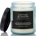 M&SENSE Clean Cotton Scented Candle - 7.05oz Natural Soy Wax Clean Cotton Blossom Scent Non Toxic Candle, 50-Hour Slow Burning 2-Wick Aromatherapy Home Fragrance Gifts for Home Decor