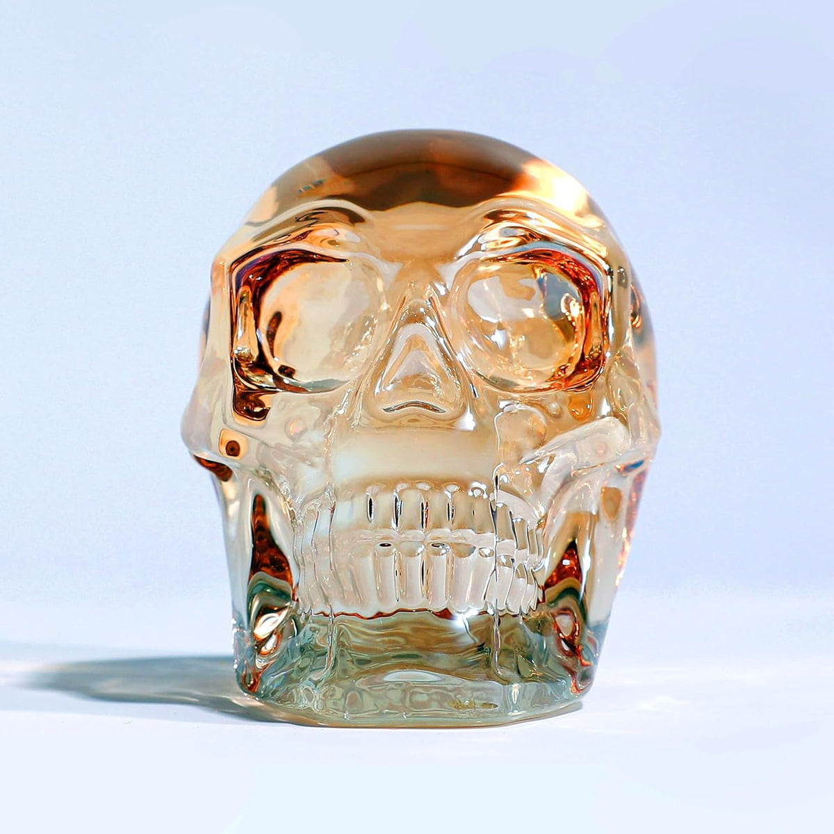 Model Statue for Home Décor Crystal Skull Decorative Figurine Gifts for Women Husbands Halloween Head Figurine Decoration Gift (Champagne Color Skull)