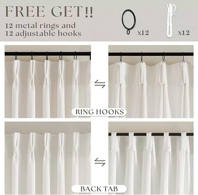 Natural Extra Wide Pinch Pleat 108 Inch Curtains 60 Inch Wide | Memory Training - Image 4
