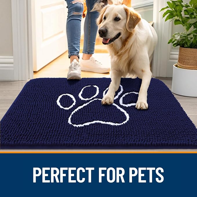 OLANLY Dog Door Mat for Muddy Paws 70x24, Paw Print Design Chenille Mud Mat | - Image 6