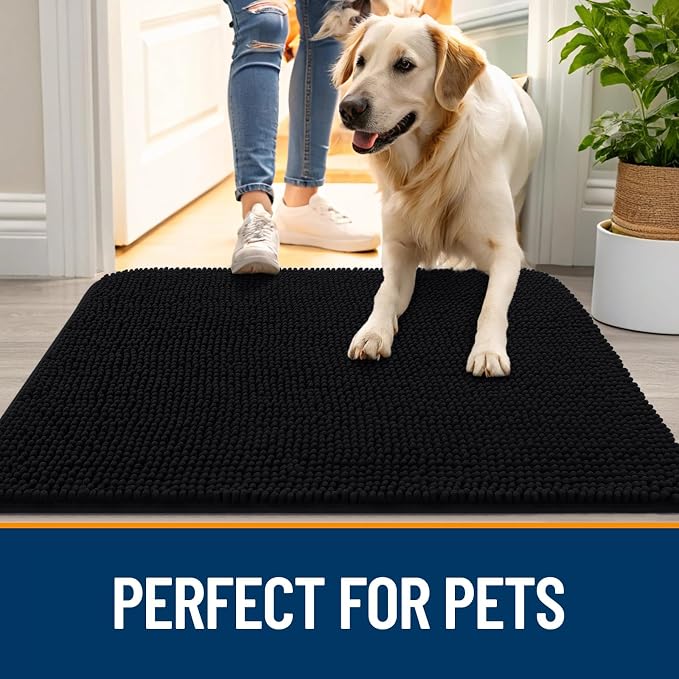 OLANLY Dog Door Mat for Muddy Paws 47x24, Super Absorbent Chenille Mud Mat | - Image 6