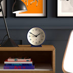 NEWGATE® M Mantel Echo Desk Clock | Modern Round Design | Navy Blue | Easy to Read Numbers | Contemporary Style for Desk, Table, Shelf or Bedside
