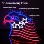 Patriotic Eagle Flag Neon Sign USA Stars and Stripes LED Sign for Wall American Flag Neon Lights Signs for Bedroom Memorial Day 4th of July Independence Day American Eagle Day Decorations