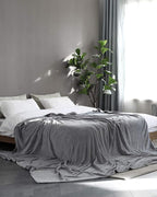 Fleece Blanket King Size Grey Lightweight Super Soft Cozy Luxury Bed Blanket - Image 2