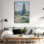 Countryside wildflowers landscape canvas poster natural plant flower artwork retro pastoral flower path suitable for farmhouse decoration