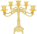 Metal Candelabra 5-Candle 10.1 Inch Tall Candle Holder Stick for Home Wedding Event and Party Festival,Gold