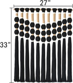 Macrame Wall Hanging Boho Wall Decor Black Fiber Yarn Wall Art Handmade Cotton Spherical Knot for Living Room Bedroom Nursery Office Home Decor27" W x 33" L